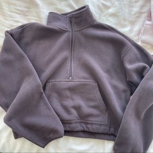 Aritzia TNA purple cropped fleece zip up
